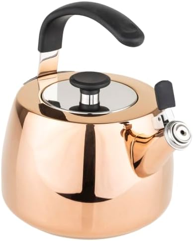 Viking 2.6 Qt Stainless Steel Whistling Stovetop Tea Kettle, Rose Gold - Image 2