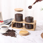 ZOMUIA Glass Coffee Containers Airtight Coffee Bean Storage Jars with Shelf, 2Pcs 44oz Coffee Station Organizer Coffee Canisters, Kitchen Food Storage Jars for Coffee, Sugar, Candy, Oats, Nuts - Image 2