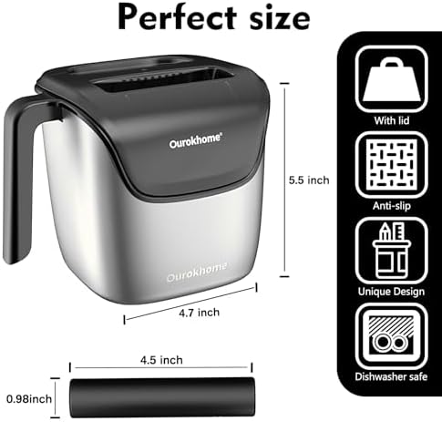 Ourokhome Knock Box Espresso Accessories, The Latest Patented Stainless Steel Espresso Machine Tool for Coffee, Salad Spinner Lettuce Dryer, One-handed Easy Press Large Vegetable Dryer Salad Mixer - Image 4