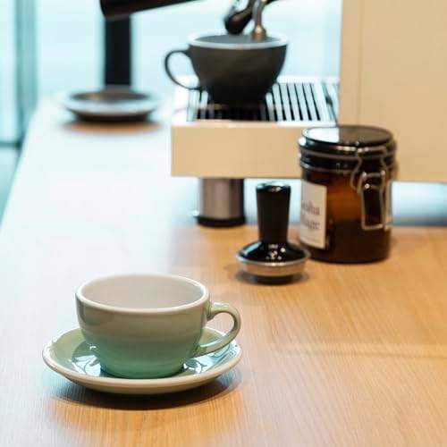 Loveramics Coffee Cup Ceramic, 8 oz Latte Art Cup with Saucer for Cappuccino, Tea, Espresso, Thick - walled stoneware Cappuccino mug Set for Cafe and Barista - Potters Colours (Basil, 8OZ) - Image 2