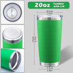 20oz Tumbler with Lid Stainless Steel Tumblers Insulated Mug Green 6P - Image 5