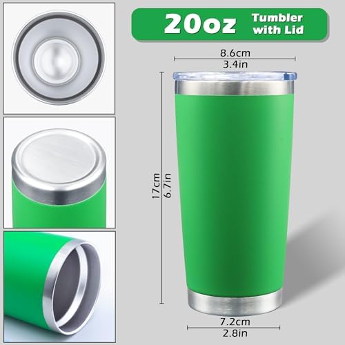 20oz Tumbler with Lid Stainless Steel Tumblers Insulated Mug Green 6P - Image 5