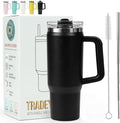 30 oz Tumbler with Handle Hidden Straw Stainless Steel Insulated by Tradeysum
