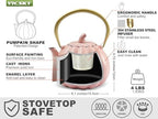 VICSKY Pink Pumpkin Cast Iron Teapot - Cute Tea Kettle Stovetop Safe - Image 3