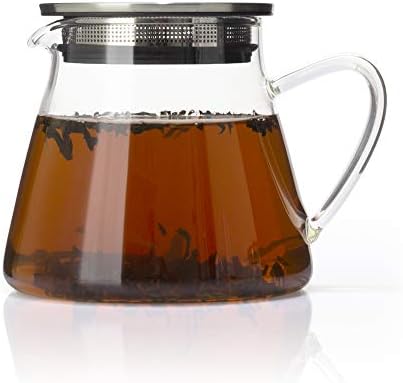 Four Life 841 Teapot Glass, Heat Resistant, 18.9 fl oz (532 ml), For 3 Cups, Lid with Tea Strainer, One Hand, Microwave and Dishwasher Safe, Not Direct Fire, Fuji Glass Teapot by Unknown