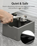 Espresso Knock Box with Brush, Compact Coffee Grounds Container, Grey - Image 4