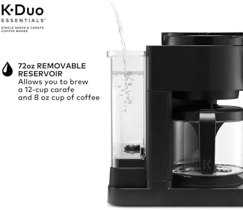 K-Duo Essentials, Hot & Iced Single-Serve Pod Coffee Maker & Carafe, 72 Oz Reservoir, Multiple Brew Sizes, Strong Brew Feature, Perfect for Hot and Iced Coffee (BLACK) - Image 4