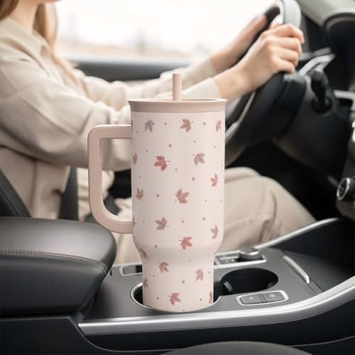 Fall Maple Leaf Stainless Steel Tumbler with Handle 40 Ounces Insulated, Travel Cup for Women Girls Friends Teens - Image 6
