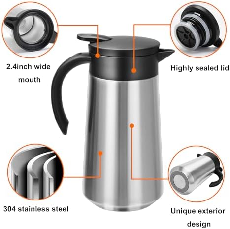 GearRoot 28oz Small Coffee Carafe Insulated Coffee Pot, 2 Pack Silver - Image 5