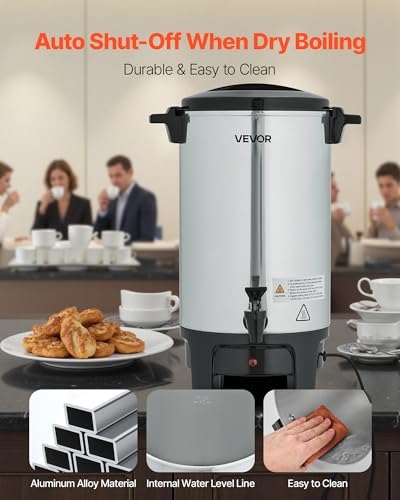 VEVOR Commercial Coffee Urn, 40 Cup 6 L Hot Beverage Dispenser with Dripless Faucet, Quick-Brewing Commercial Coffee Maker, Automatic Temperature Control, for Catering, Party, Church & Restaurant - Image 6