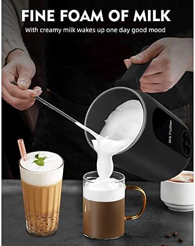 4 in 1 Milk Frother, 500W Electric Heater, 450ML Automatic Milk Frother, for Coffee, Macchiato, Cappuccino, Chocolate, Silent Function, Foldable Handle (US Plug) - Image 3