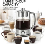 Electric Percolator Coffee Pot, 10-Cup Borosilicate Glass, Reusable Filter - Image 2