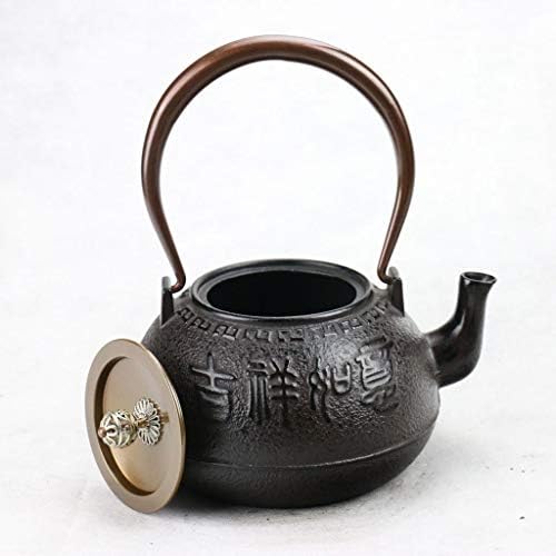 Classic tea kettle, Cast Iron Teapot,Japanese Cast Iron Teapot Kettle with Uncoated Oxidized Inner Wall, 1.2L Cast Iron Teapot Flat Bottom for Charcoal Stove Induction Cooker Japanese-Style Retro Kett - Image 2
