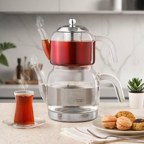 Borosilicate Glass Teapot Set, 2.1 lt Total Capacity, Drip-Free Spouts - Image 3