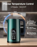 1.7L Stainless Steel Electric Kettle with Temperature Control – Green - Image 2