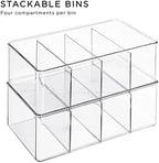 Sorbus Storage Bins with Dividers - Clear Plastic Organizer - Store Tea Bags, Spices, Seasonings, Drink Packets, Oatmeal - Snack Storage & Display Containers for Kitchen & Pantry (4 Pack) - Image 7