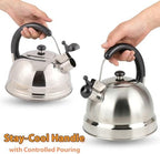 Creative Home 2.7 Qt 304 Stainless Steel Whistling Tea Kettle │ Polished Dome-Style Water Boiler with Heat-Resistant Cobra Handle and Loud Steam Signal │ Stylish Stove-Top Accessory and Gift - Image 5