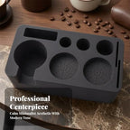 Non-Slip Coffee Tamper Kit Organizer | Perforated Dot Texture Pads, pressing Station Base, Silicone pressing Mat with Portafilter Stand, for home use, Gray - Image 3