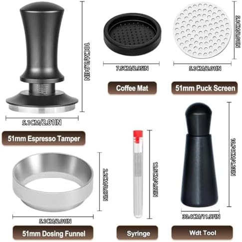 51mm Espresso Accessories Kit, Spring Loaded Calibrated Tamper, WDT Tool, Puck Screen and Dosing Funnel Set Fits Delonghi 51 mm Espresso Coffee Machines and Portafilter, Professional Barista Tools - Image 6