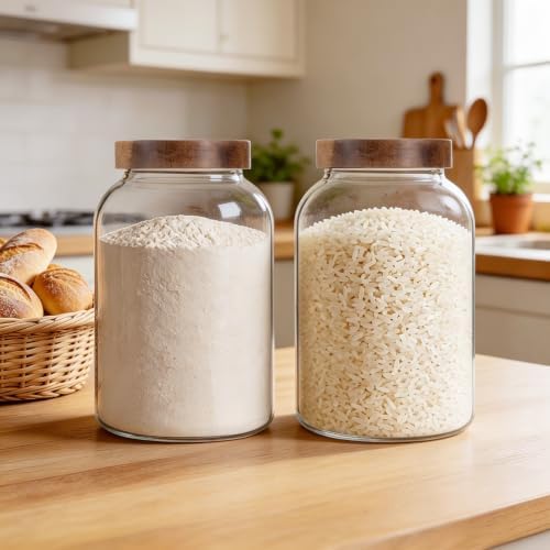 1 Gallon/ 128fl oz Large Clear Glass Jar with Airtight Screw On Wood Lid - Image 2