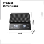 Coffee Scale with Timer, 3 kg / 6.6 lbs High Precision Digital Kitchen Scale, 0.3 g Accuracy for Pour Over Espresso Baking Food Weight, Rechargeable Black, 7.3 x 5.1 x 1.2 in / 18.5 x 13 x 3 cm - Image 2