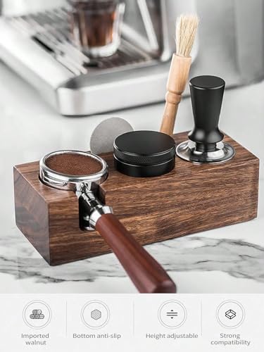 OVARIA Walnut Coffee Tamper Holder Wood Espresso Tamper Stand Tamper Station Wooden Base Anti-Slip Coffe Portafilter Holder for Cafe Coffee Machine Accessories - 3 Holes (51/54/58mm) (Size : 58MM) - Image 3
