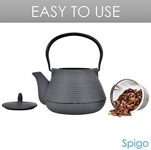 Hokkaido Cast Iron Enamel Teapot With Stainless Infuser, Dark Grey, 67 Ounces - Image 2