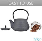 Hokkaido Cast Iron Enamel Teapot With Stainless Infuser, Dark Grey, 67 Ounces - Image 2