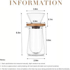 13oz Double Wall Glass Pour Over Coffee Maker Set,Plastic Free Borosilicate Glass Drip Coffee Maker,400ML Portable Mini Single Serve Hand Brew Coffee Pot for Home Office Camping,Ideal Coffee Gift - Image 2