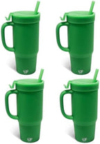 Silipint 32oz Silicone Tumbler with Handle Flip Lid and Straw – BPA-Free Non-Toxic Unbreakable Freezer Microwave Dishwasher Safe Tumbler – Perfect for Tea Cold Water Smoothies Pack of 4 by Silipint