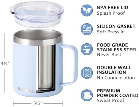 SUNWILL Travel Coffee Mug Set of 4, 14 oz Insulated Stainless Steel - Image 2