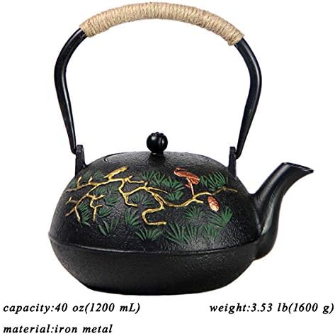 tetsubin Cast iron Tea Kettle workshop Healthy japanese Tea pot with Stainless Steel Infuser（40 oz） - Image 2