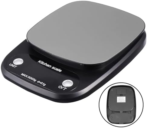 5kg 0.1g Stainless Steel Kitchen Scale with LCD Display Black by UONLYtech