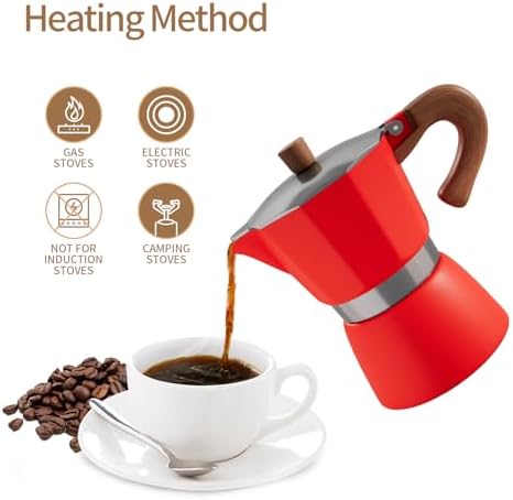 ShanSon Moka Pot 3 Cup 5 oz Italian Coffee Maker and Coffee Canister Airtight Coffee Container 22OZ, Blue & Red - Image 6