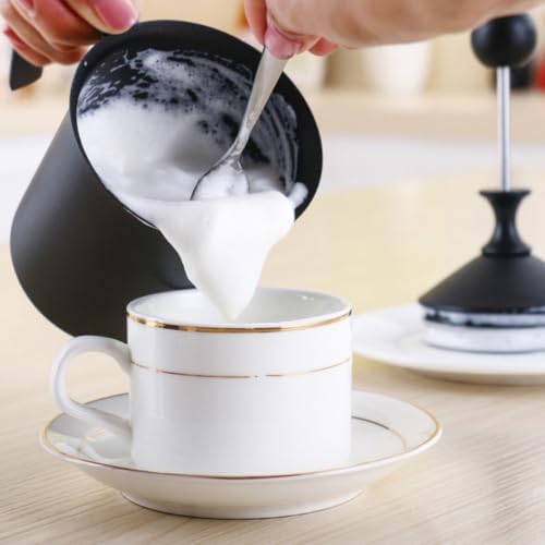 Manual Milk Frother with Double Mesh, 400cc Stainless Steel Cup - Image 2