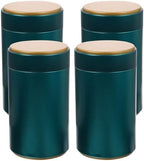 SOLUSTRE 4Pcs Airtight Tea Tin Canisters High-grade Tinplate Storage Jars with Sealed Lids for Loose Leaf Tea Coffee Sugar Household Kitchen Containers in Dark Green by SOLUSTRE