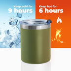 MEWAY 12 oz Lowball, Tumbler Stainless Steel Double Wall Vacuum Insulated Mug with Straw and Lid, Cleaning Brush ，Durable Powder Coated Insulated Coffee Cup for Cold & Hot Drinks (Army Green,4 pack) - Image 4
