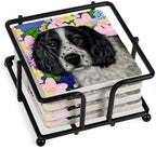 CafePress English Springer Spaniel Garden Tumbled Stone - Set of 4 Coasters Set of 4 w/holder by CafePress