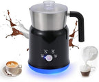 Coffee Milk Frother, Electric Milk Heating Milk Frother with Transparent Visible Cup Lid, Hot and Cold Doubles, Detachable Design, Even and Fine Milk Foam (Black) by Unknown