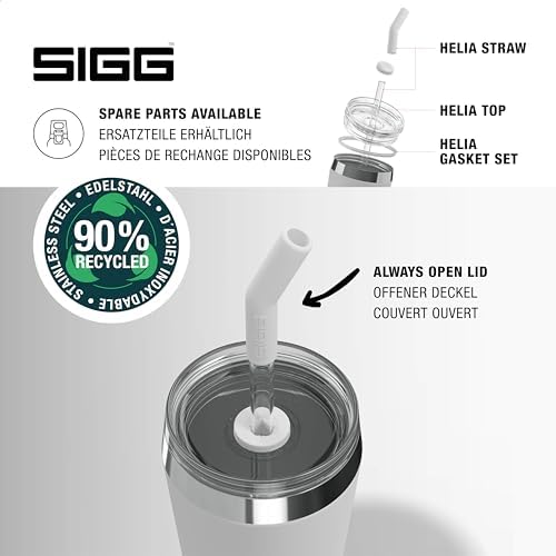 SIGG - Insulated Mug - Travel Mug Helia - With Durable Glass Straw & Cleaning Brush - Leakproof - BPA Free - 18/8 Stainless Steel - 15oz/20oz - Image 5