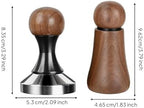 Industrial Distributor Espresso Tamper And Distributor Coffee Piece Set Stainless Steel Base Walnut Top Smooth Finish Suitable for Counters Routines Coffee Corners, 53MM - Image 2