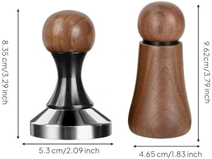 Industrial Distributor Espresso Tamper And Distributor Coffee Piece Set Stainless Steel Base Walnut Top Smooth Finish Suitable for Counters Routines Coffee Corners, 53MM - Image 2