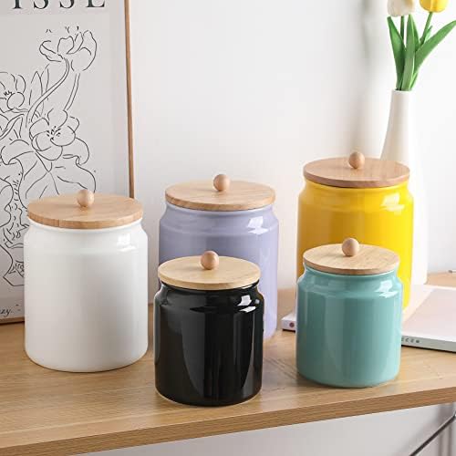 Sweejar Ceramic Kitchen Canisters, 58 FLOZ Porcelain Food Storage Jar with Airtight Seal Wooden Lid, Home Container Serving for Coffee Beans, Tea-leave, Sugar, Salt and More, Tool Bucket (Yellow) - Image 6