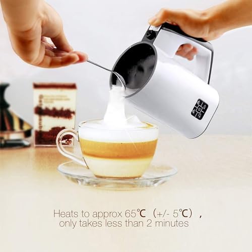 Coffee Foam Maker Machine, Electric Hot Cold Milk Steamer with Touch Screen Buttons & Transparent Visible Cup Lid, Detachable Design, Even and Fine Milk Foam - Image 2