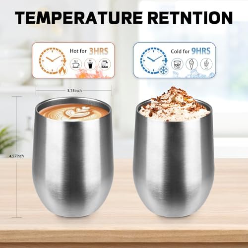 StarSpeed 12oz/6 Pack Insulated Wine Tumbler with Lid,Silver - Image 2