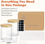 Glass Storage Jars Set Elegant Containers with Airtight Bamboo Lids, Perfect for Kitchen Organization - Flour, Rice, Pasta, Sugar, Coffee Beans, Accessories Included (2 packs(111oz)) - Image 7