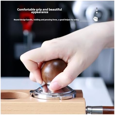 Coffee Powder Press Hammer Mini Tamper51/53/58mm Espresso Wooden Handle Powder Press Uniform Coffee Shop Household Barista(58Mm dark) - Image 4