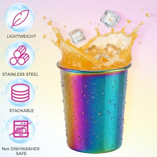 Mimorou 20 Pack 8 oz Stainless Steel Cups Metal Cup, Rainbow - Image 3