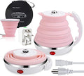 Upgrade Dual Voltage Travel Kettle 110-220V, Food Grade Silicone, Pink by ShineMe
