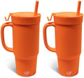 Silipint 32oz Silicone Humbler Tumbler with Handle, Flip Lid and Straw – BPA-Free, Non-Toxic, Unbreakable, Microwave, Dishwasher Safe – Perfect for Tea, Cold Water, Classic Orange - Pack of 2 by Silipint
